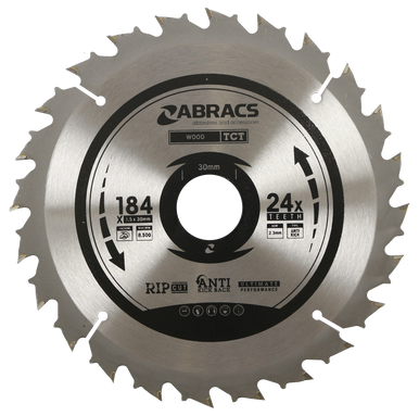 ABRACS TCT BLADE 184MM X 30MM X 24T - WOOD