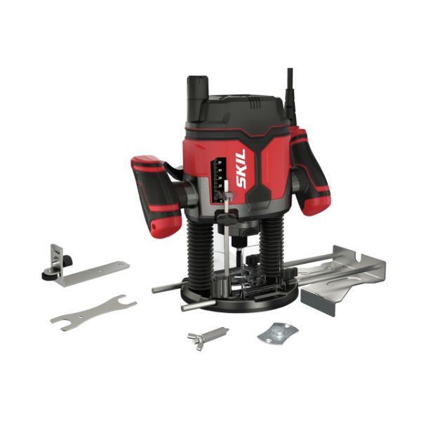SKIL 1860AA Wood router 1400W + 1 router bit (straight) + Parallel guide + Copying ring + Curve guide + Circular guide