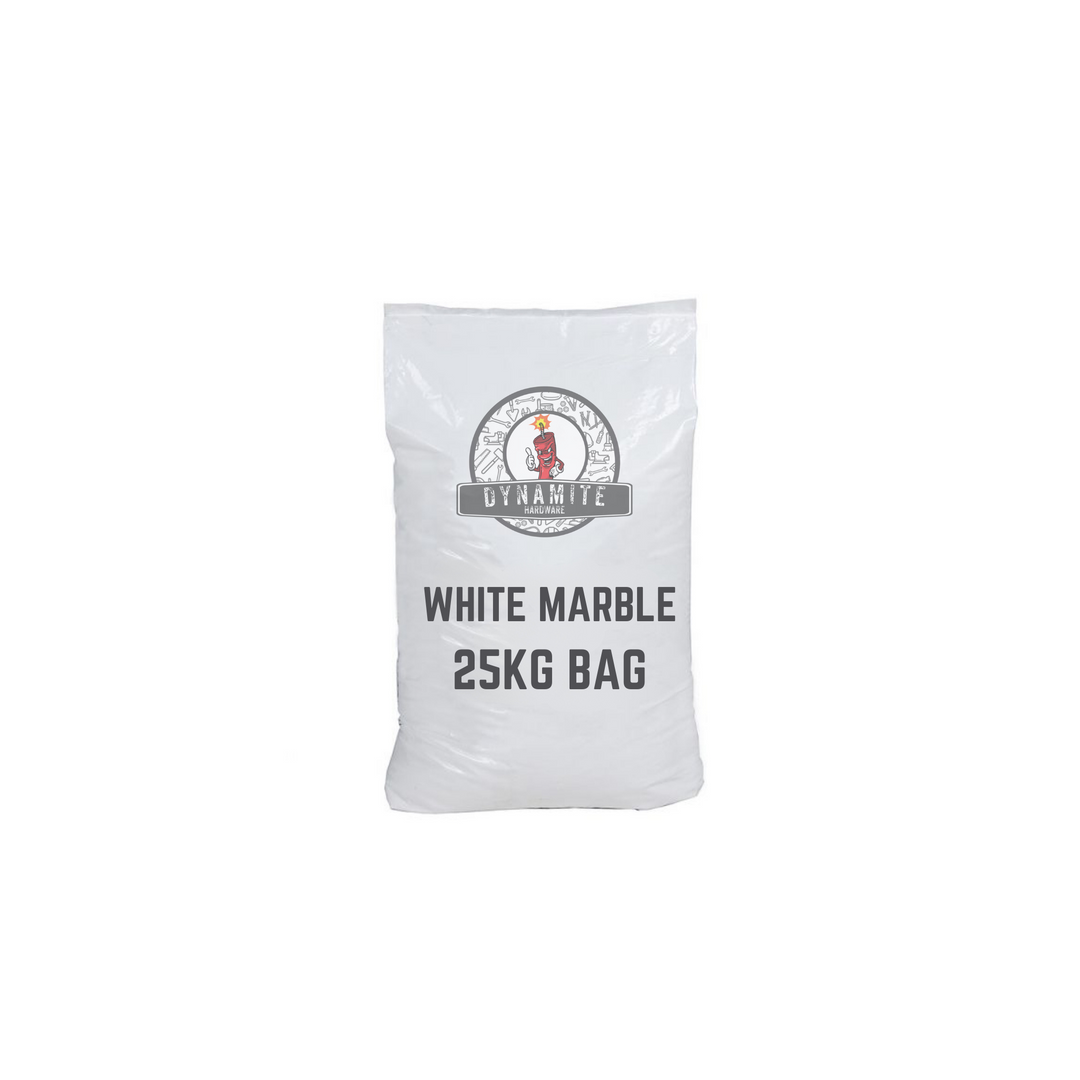 DYNAMITE WHITE MARBLE PEBBLE 10MM WITH 10% BLACK (25KG BAG) - Dynamite Hardware