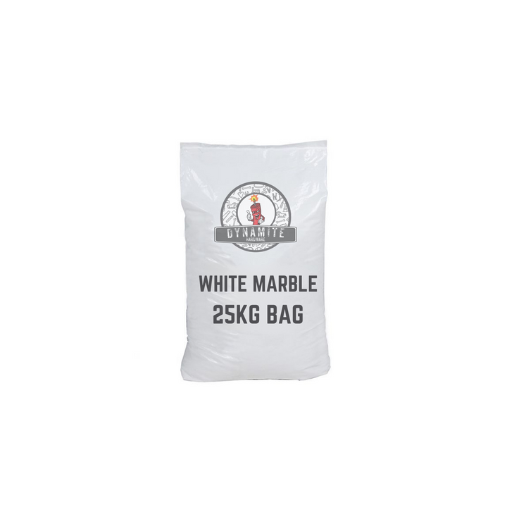DYNAMITE WHITE MARBLE PEBBLE 10MM WITH 10% BLACK (25KG BAG) - Dynamite Hardware