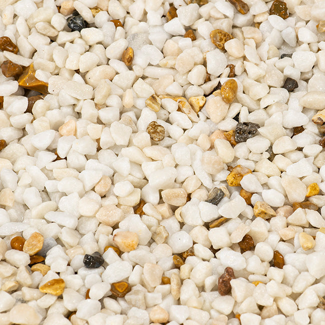 DYNAMITE WHITE MARBLE PEBBLE 10MM WITH 10% BROWN (25KG BAG) - Dynamite Hardware