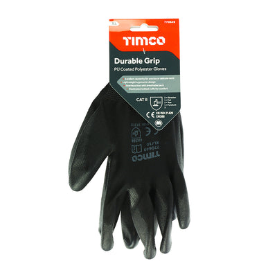 Durable Grip Gloves - PU Coated Polyester X Large