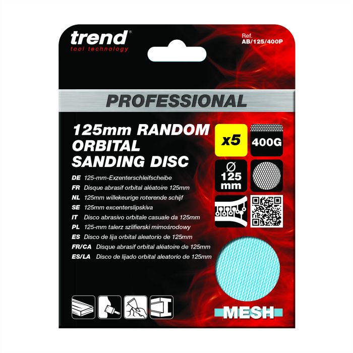 TREND - AB/125/400P - 125mm 400G Pro Mesh Random Orbital Sanding Disc, 5 Pack