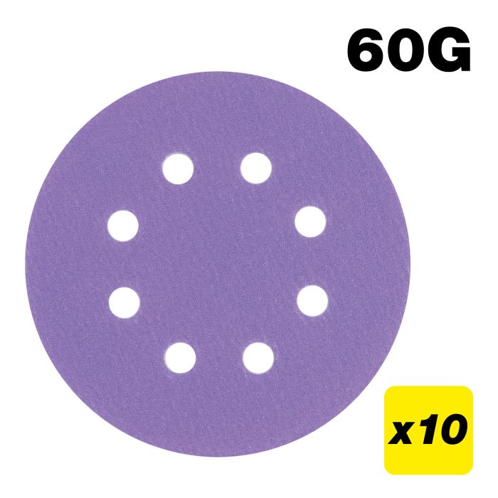 TREND - AB/125/60Z - 125mm 60G Random Orbital Sanding Disc, 10 Pack