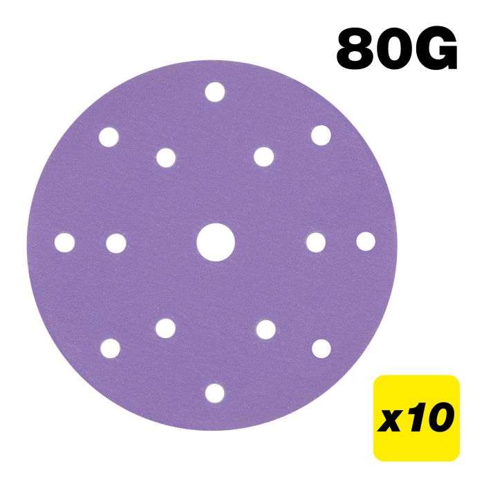 TREND - AB/150/80Z - 150mm 80G Random Orbital Sanding Disc, 10 Pack