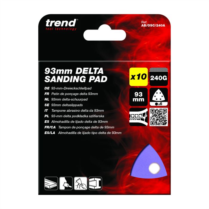 TREND - AB/OSC/240A - 93 x 93mm 240G Delta Sanding Pad, 10 Pack