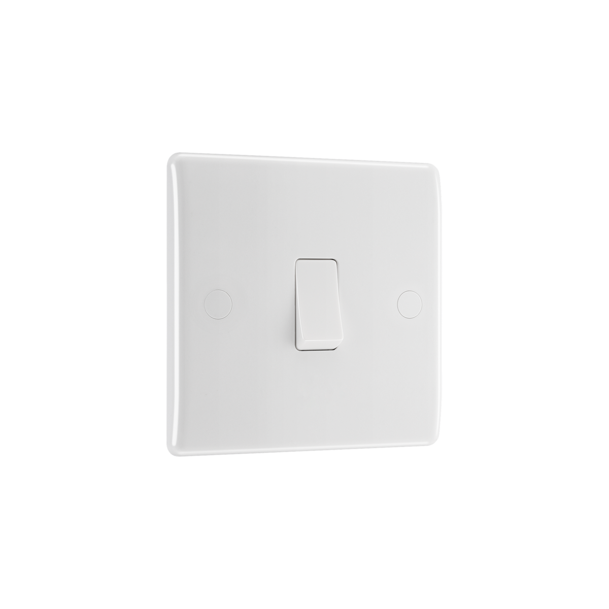 Light Switch 1 Gang 1 Way – Rounded Edge White – BG 811-02 angled view