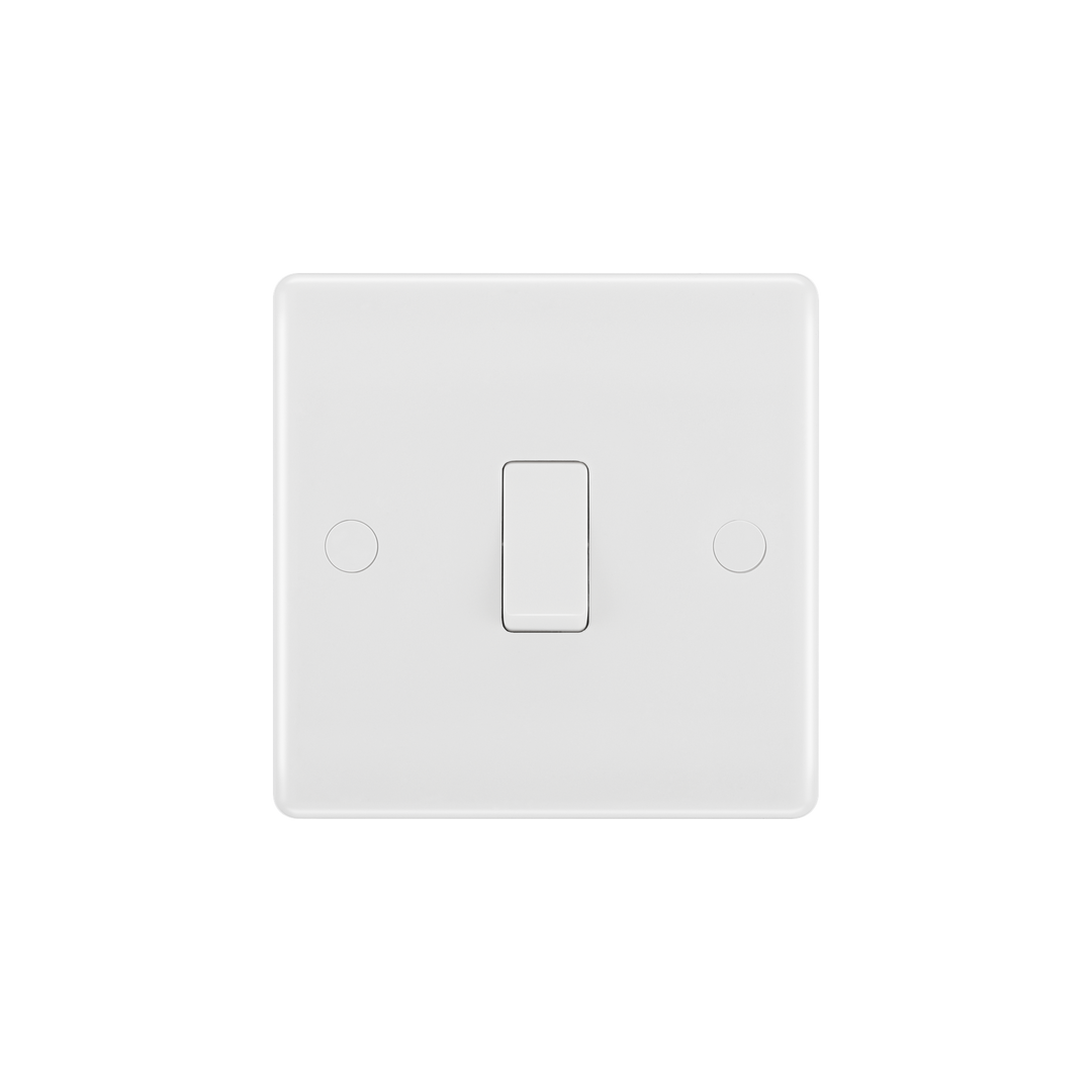 Light Switch 1 Gang 1 Way – Rounded Edge White – BG 811-02 front view