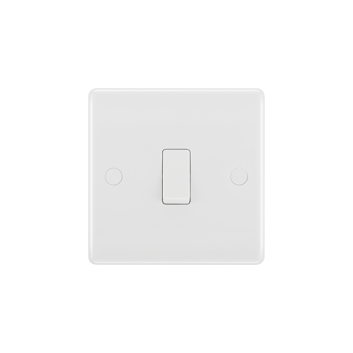 Light Switch 1 Gang 1 Way – Rounded Edge White – BG 811-02 front view
