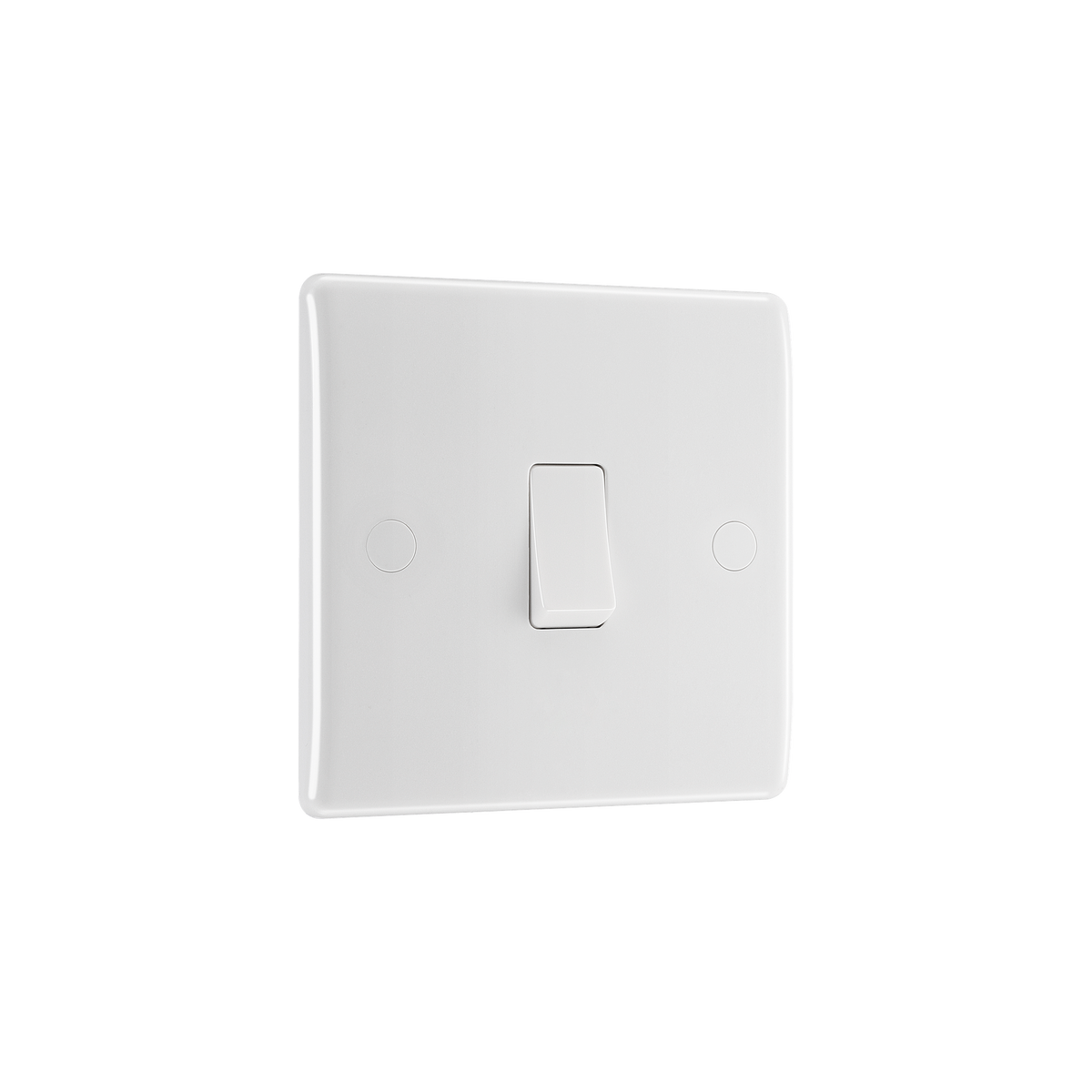 Intermediate Light Switch 1 Gang – Rounded Edge White – BG 813-02 angled view