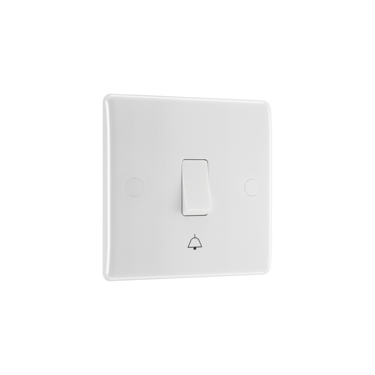 Bell Push Switch 1 Gang – Rounded Edge White – BG 814-02 angled view