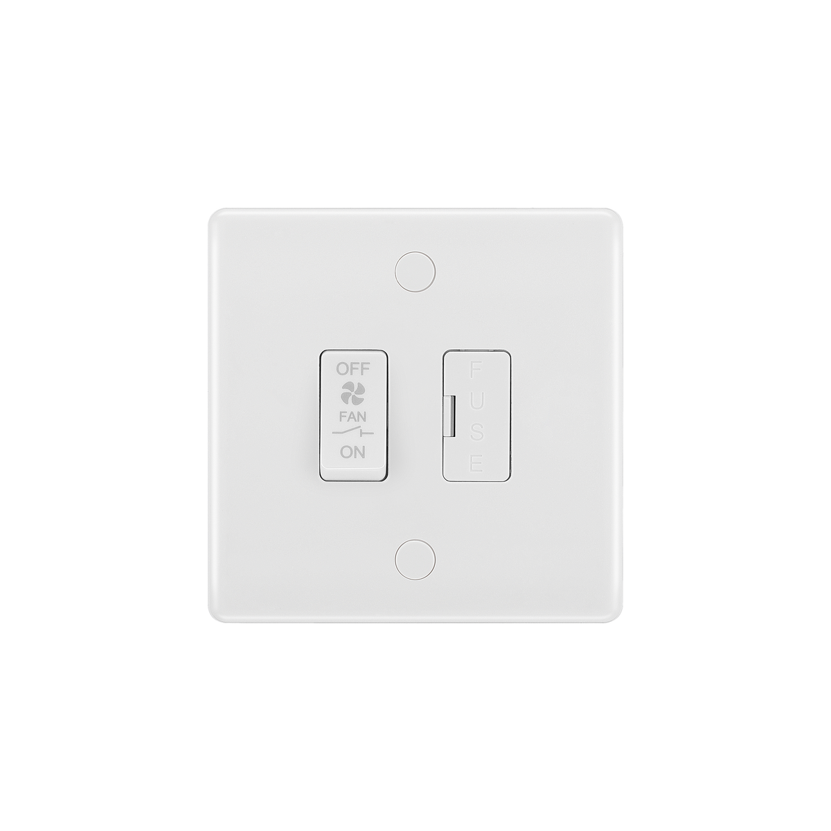 10A Triple Pole Fused Fan Isolator Switch – Rounded Edge White – BG 815F-01 front view
