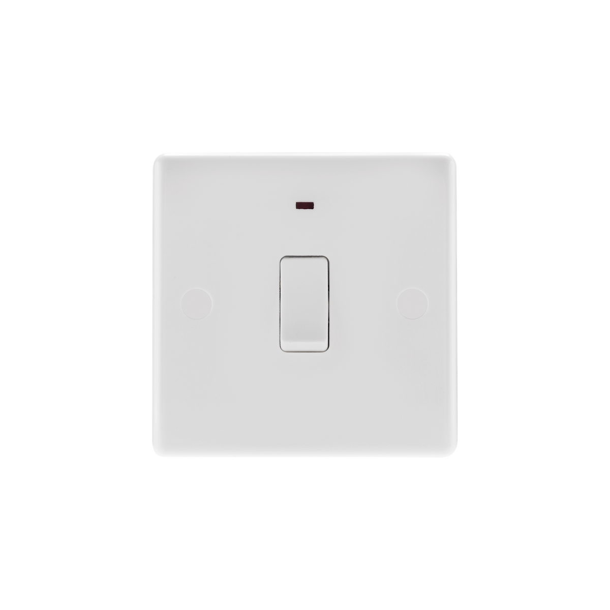 20A Double Pole Switch with LED Indicator – Rounded Edge White – BG 831-01 front view