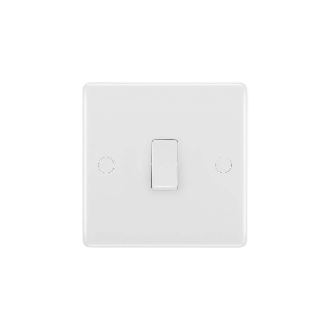 20A Single Switch with Flex Outlet – Rounded Edge White – BG 832-01 front view