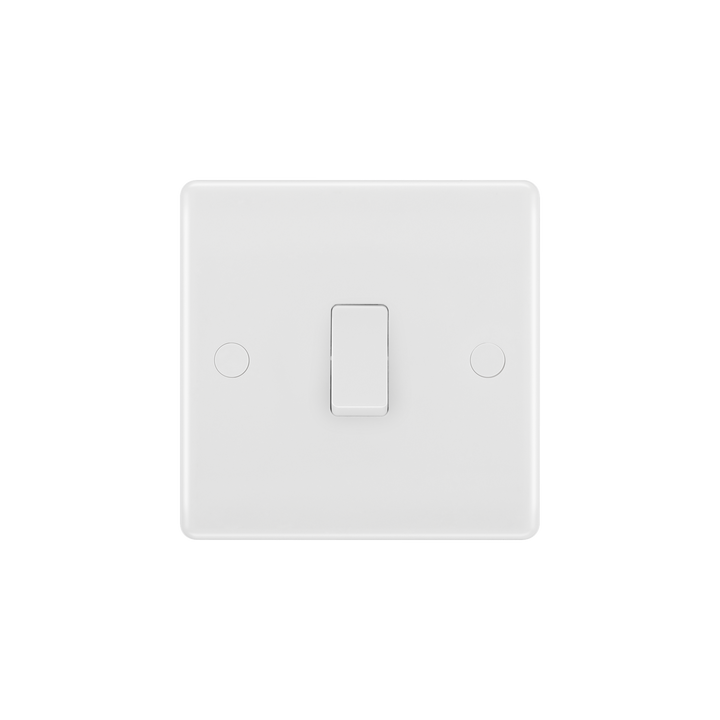 20A Single Switch with Flex Outlet – Rounded Edge White – BG 832-01 front view
