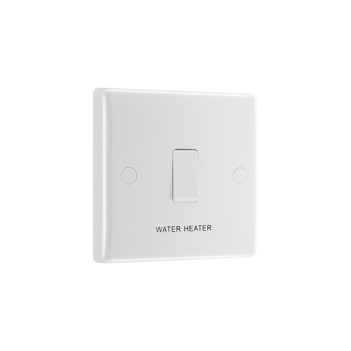 20A Single Water Heater Switch with Flex Outlet – Rounded Edge White – BG 832WH-01 angled view