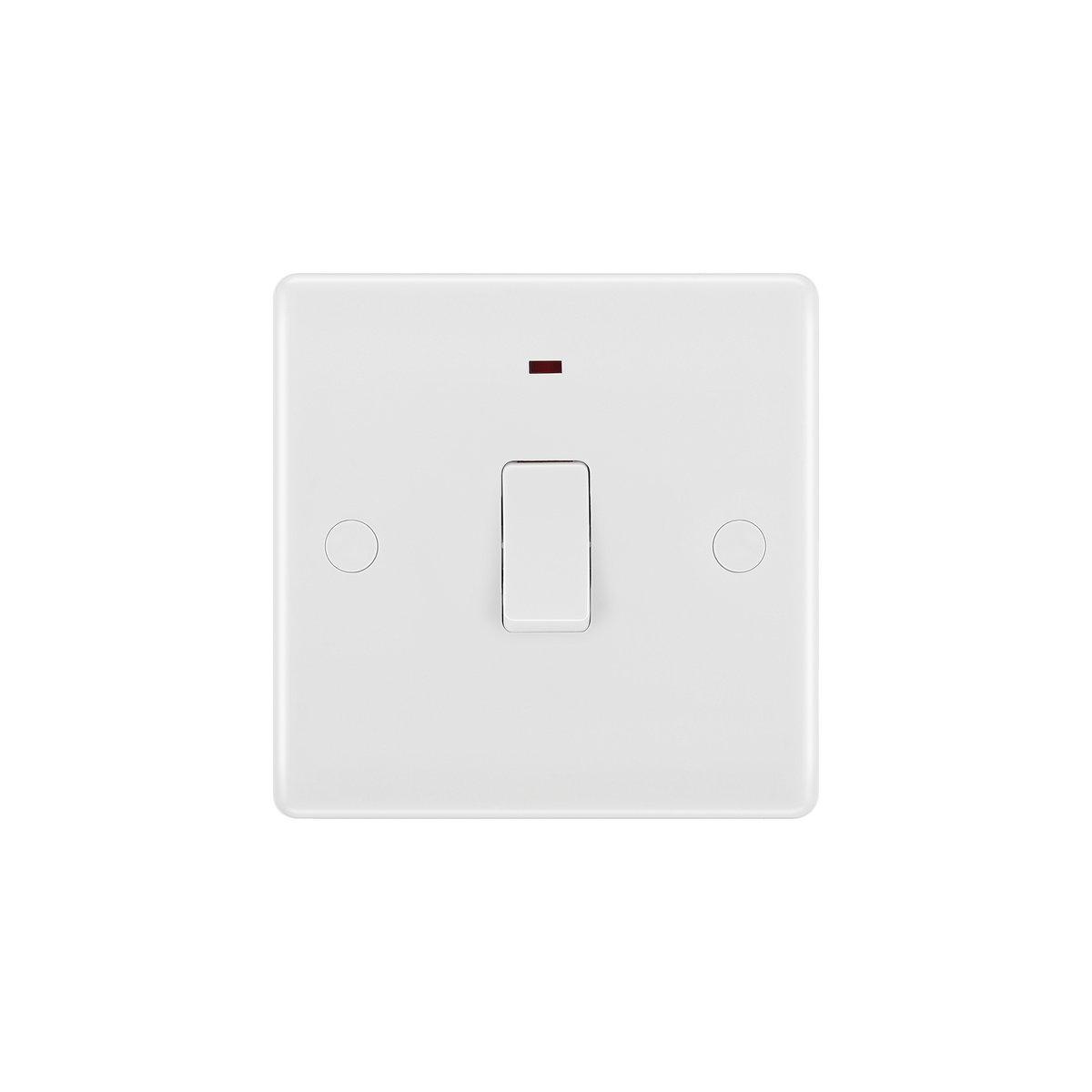 20A Double Pole Switch with LED Indicator & Flex Outlet – Rounded Edge White – BG 833-01 front view