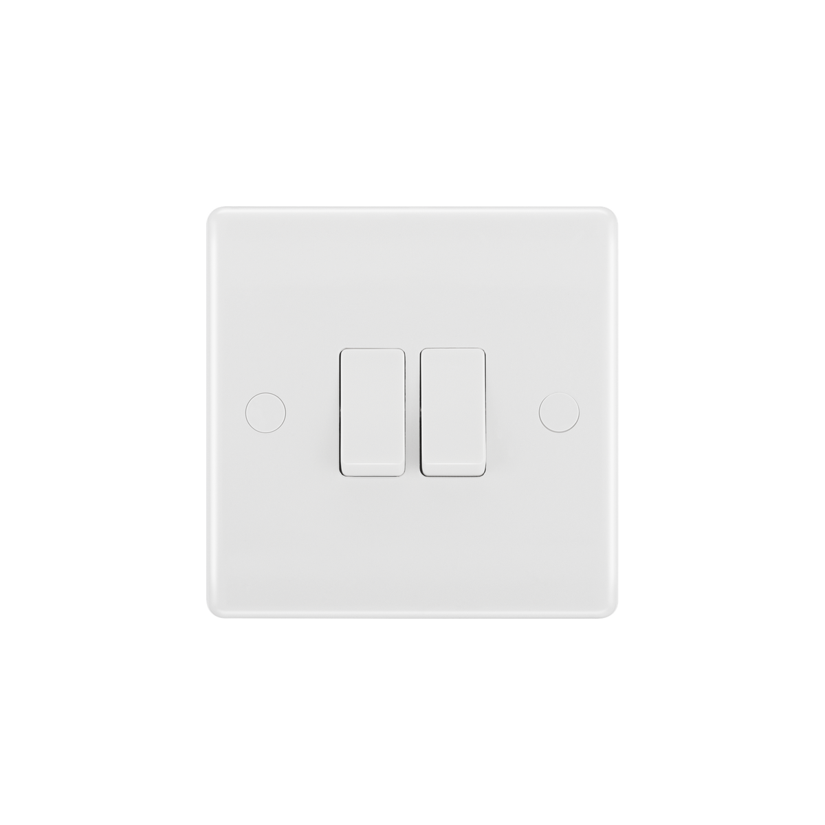 Light Switch 2 Gang 2 Way – Rounded Edge White – BG 842-02 front view