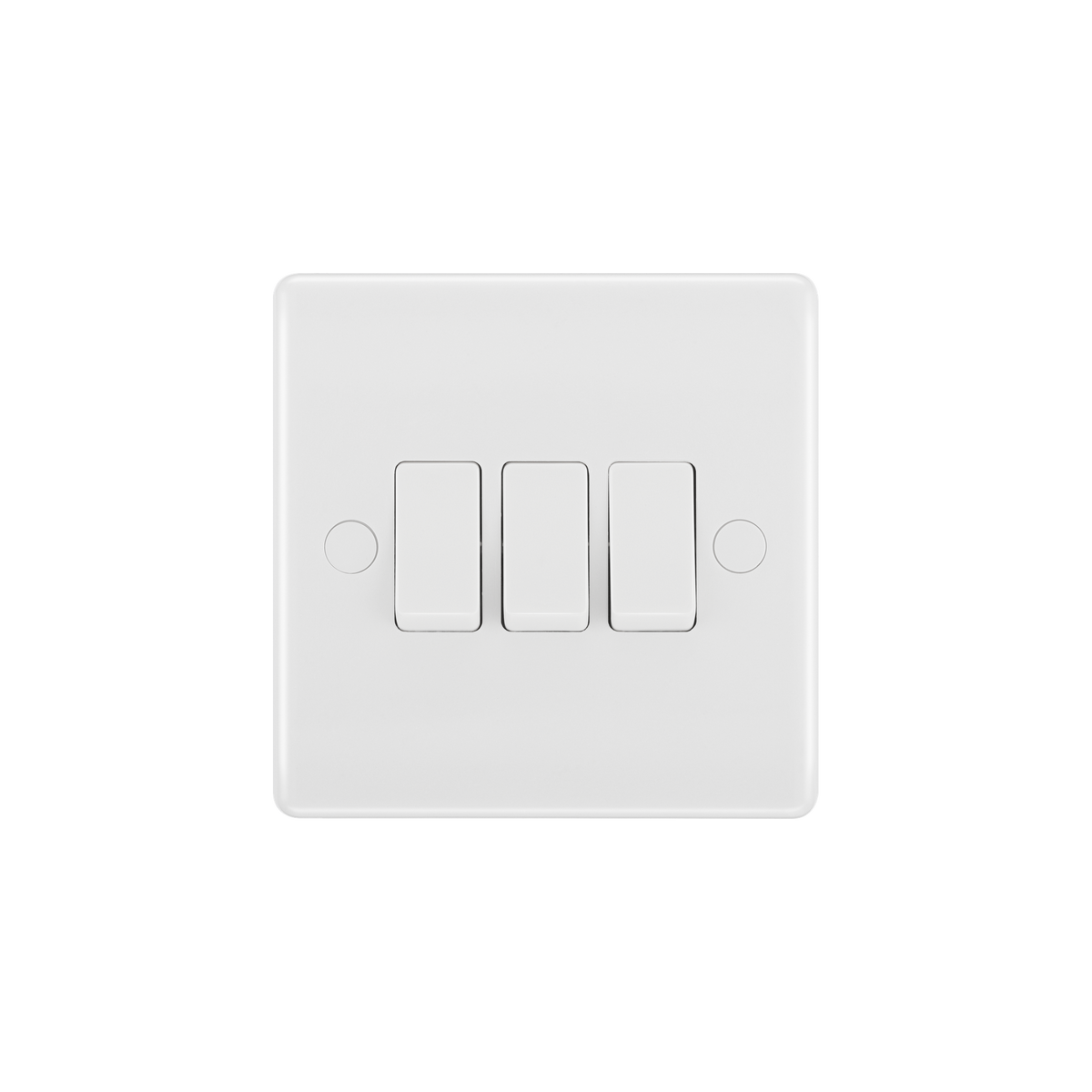 Light Switch 3 Gang 2 Way – Rounded Edge White – BG 843-02 front view