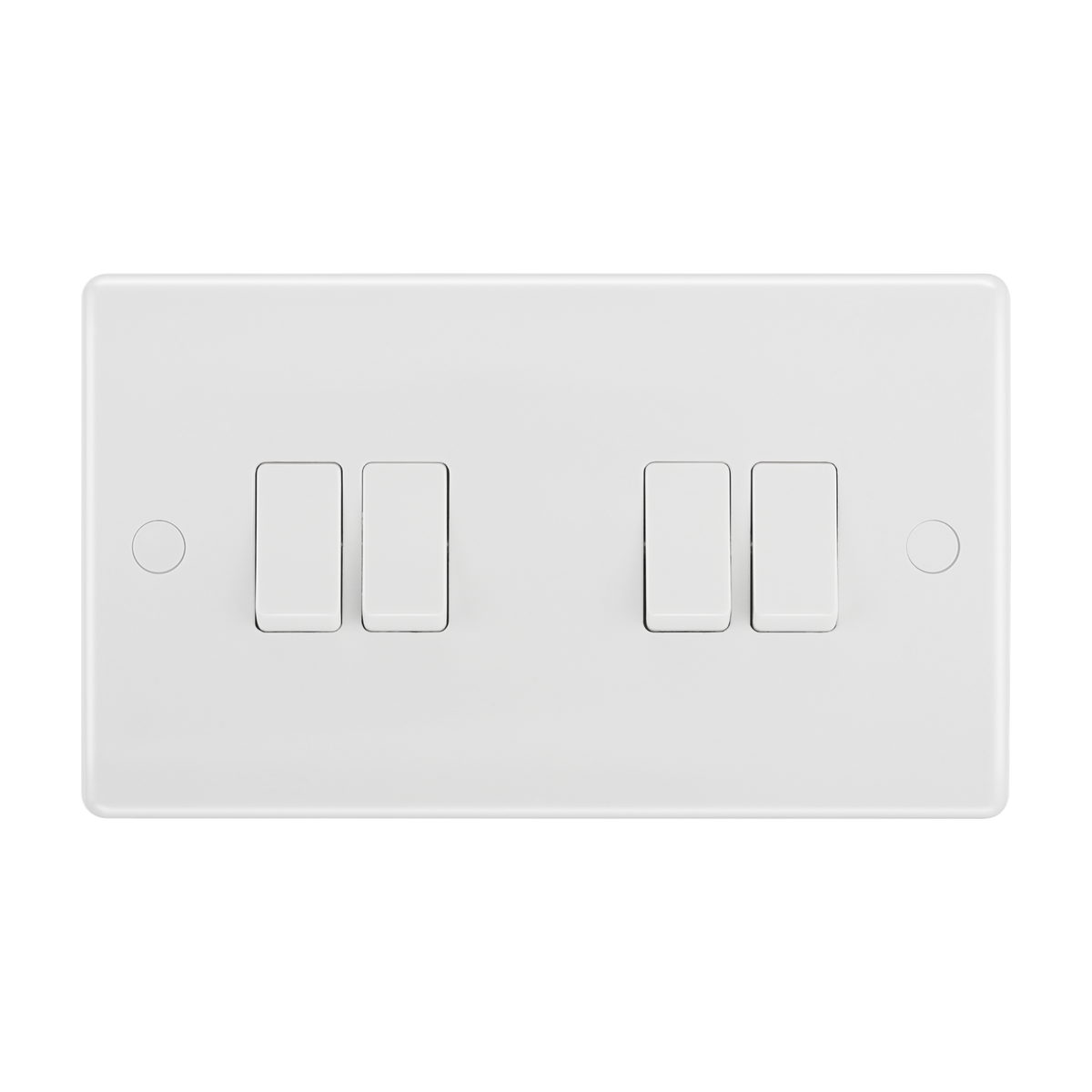 Light Switch 4 Gang 2 Way – Rounded Edge White – BG 844-02 front view