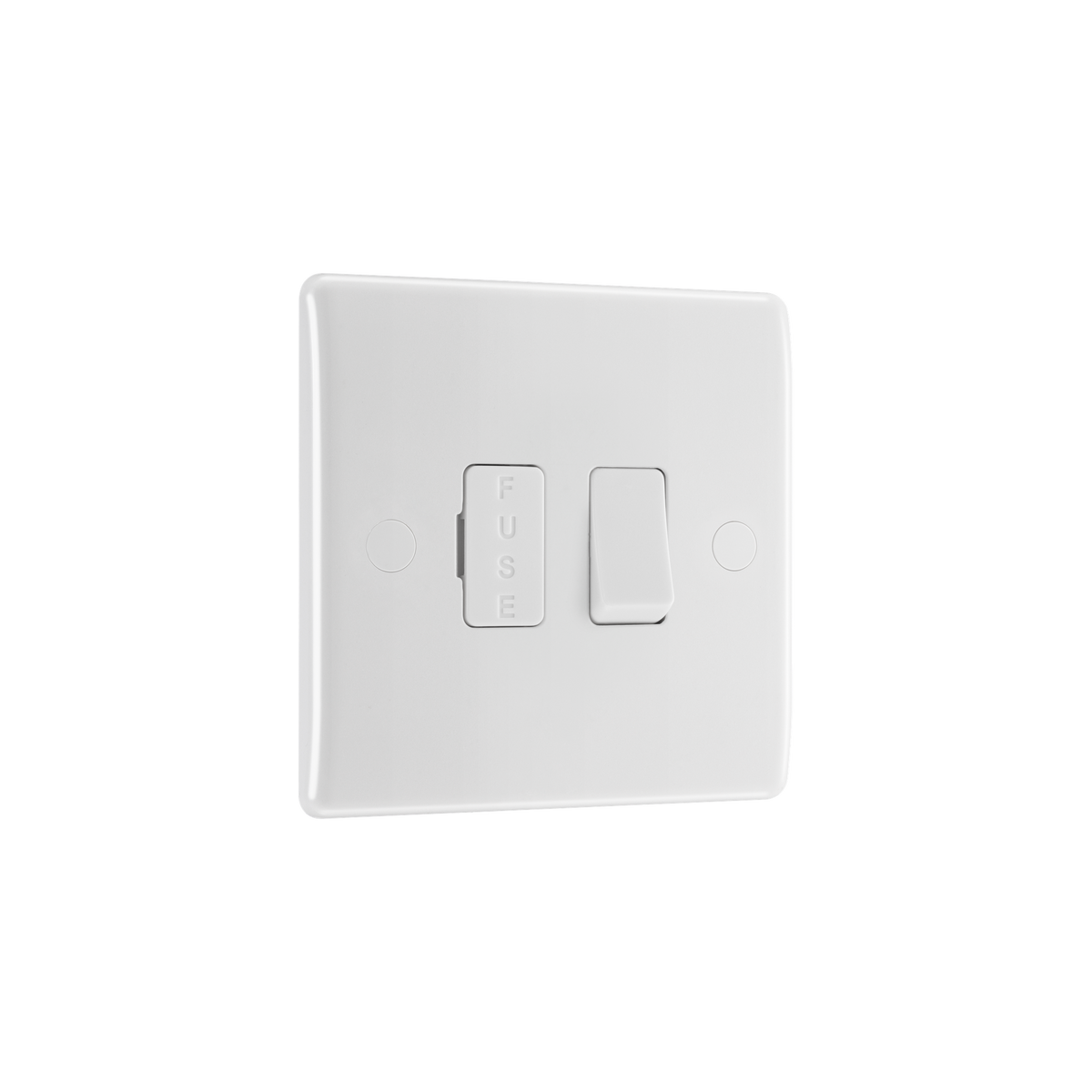 Switched Fused Connection Unit 13A – Rounded Edge White – BG 850-01 angled view