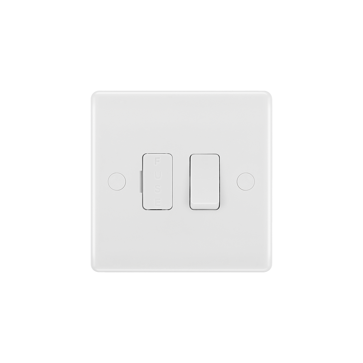 Switched Fused Connection Unit 13A with Flex Outlet – Rounded Edge White – BG 851-01 front view