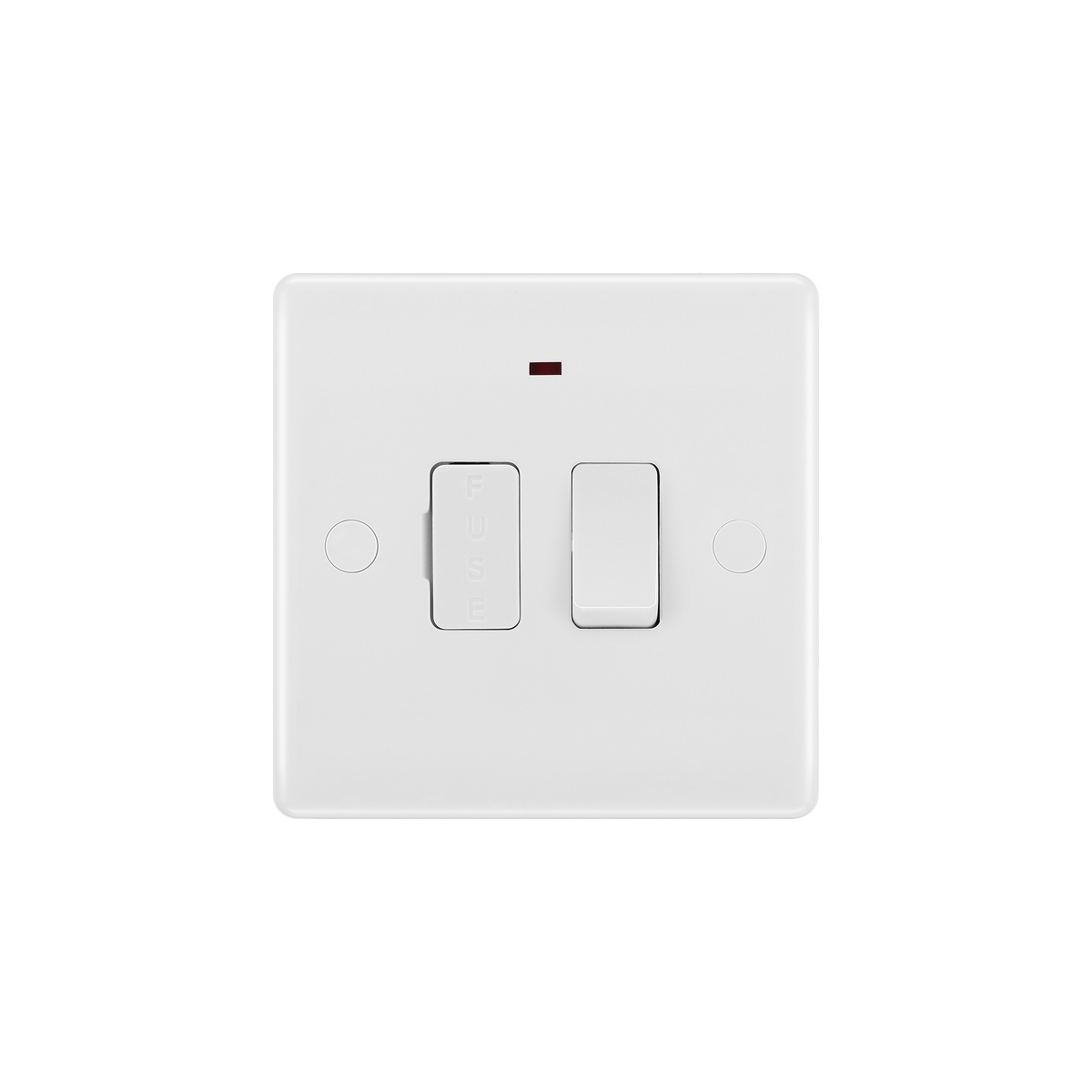 Switched Fused Connection Unit 13A with LED Indicator & Flex Outlet – Rounded Edge White – BG 853-01 front view