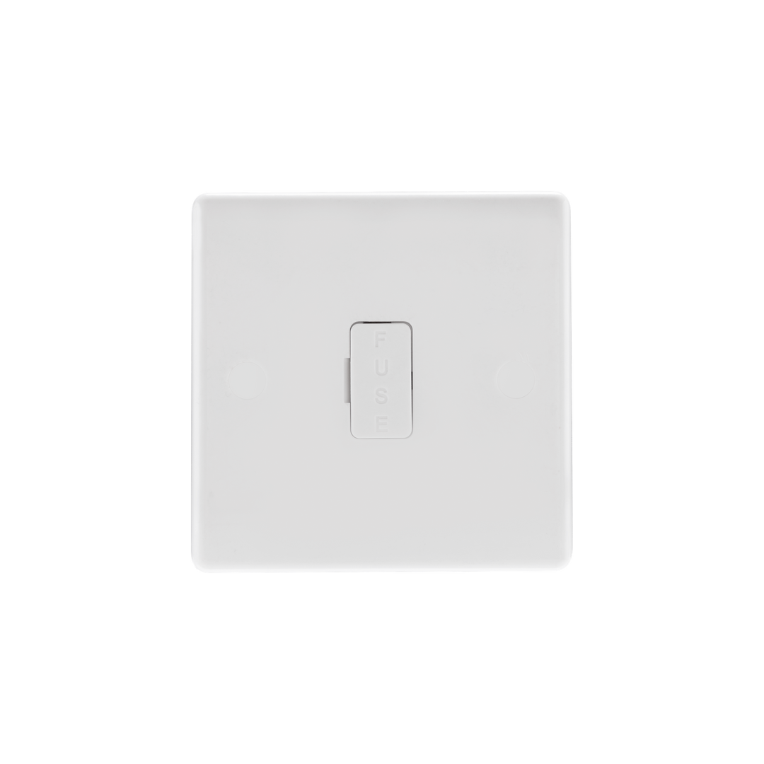 Unswitched Fused Connection Unit 13A – Rounded Edge White – BG 854-01 front view