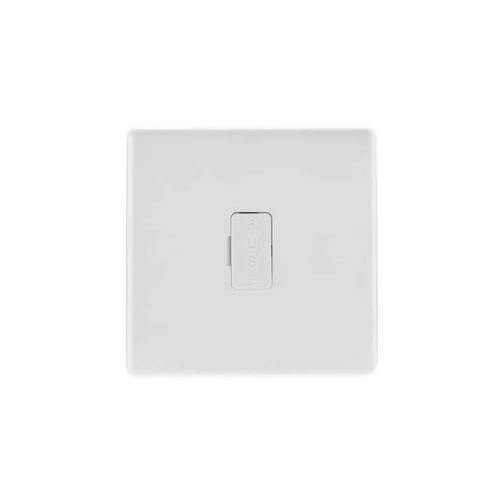 Unswitched Fused Connection Unit 13A – Rounded Edge White – BG 854-01 front view