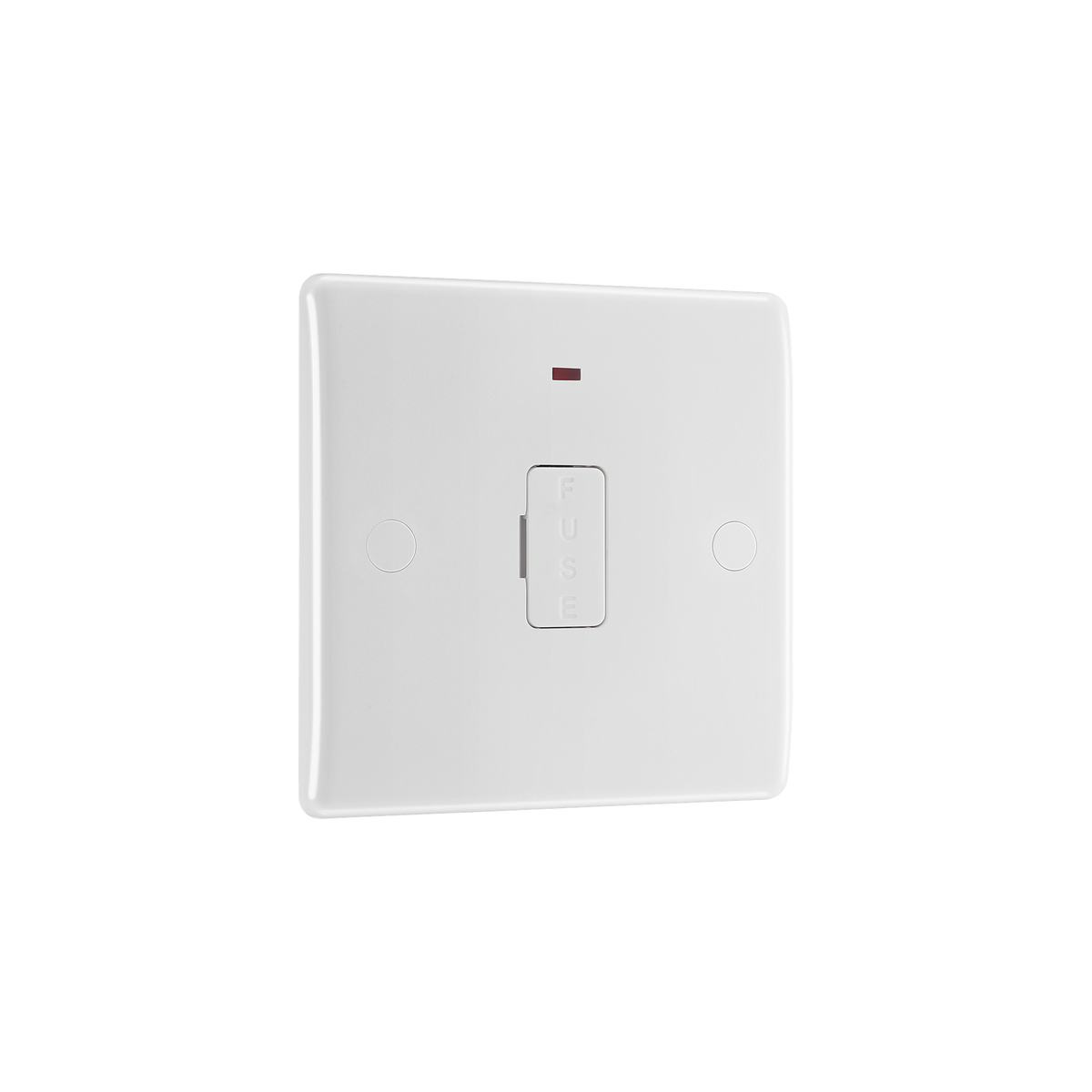 Unswitched Fused Connection Unit 13A with LED Indicator – Rounded Edge White – BG 856-01 angled view