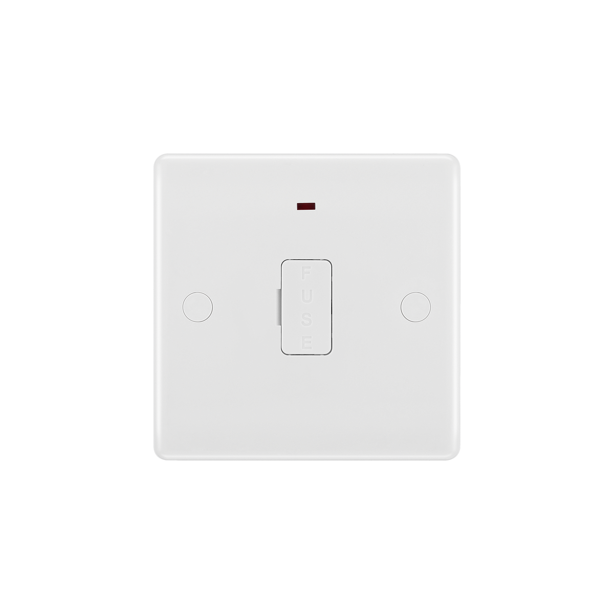 Unswitched Fused Connection Unit 13A with LED Indicator & Flex Outlet – Rounded Edge White – BG 857-01 front view