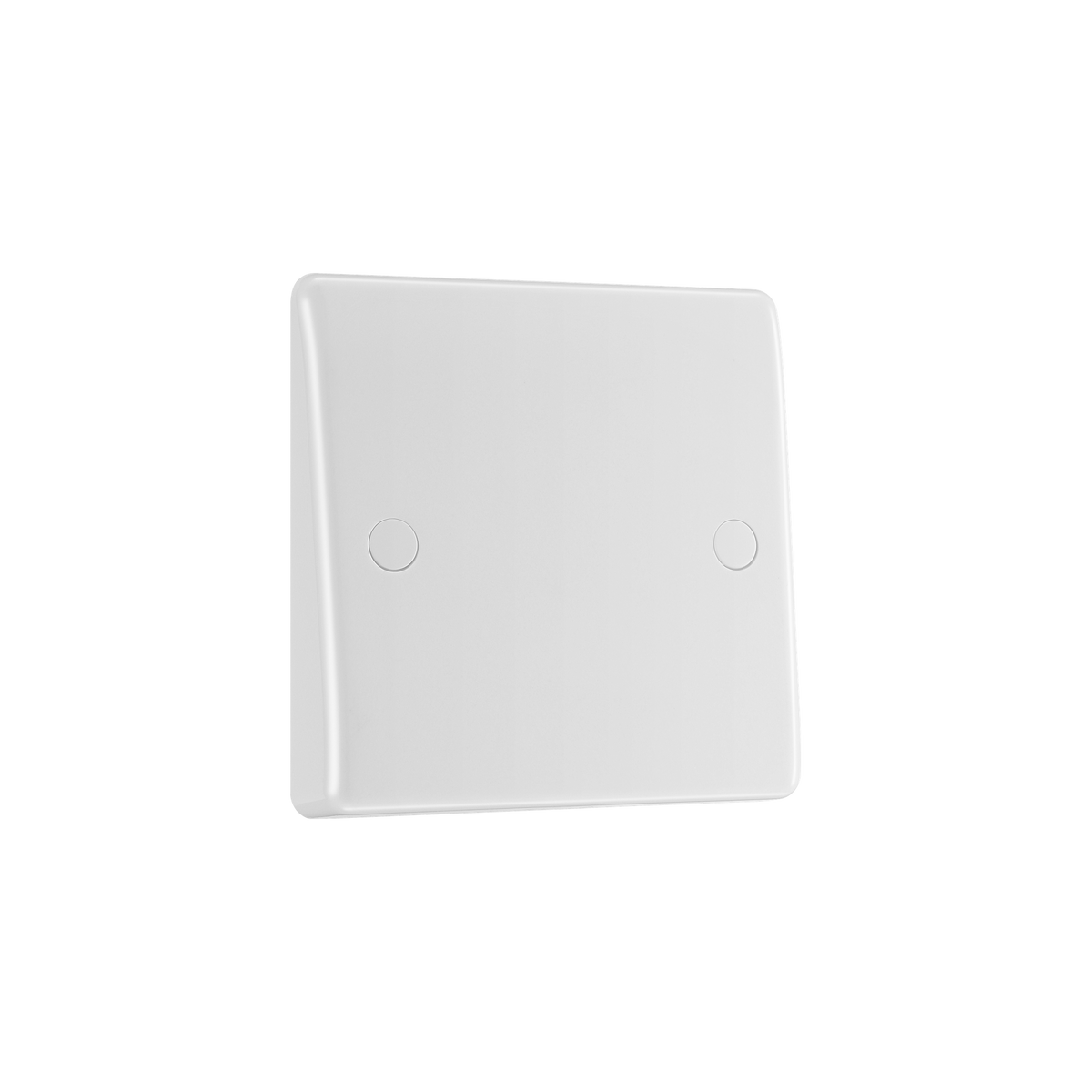 25A Single Flex Outlet Plate Bottom Entry – Rounded Edge White – BG 858-01 angled view