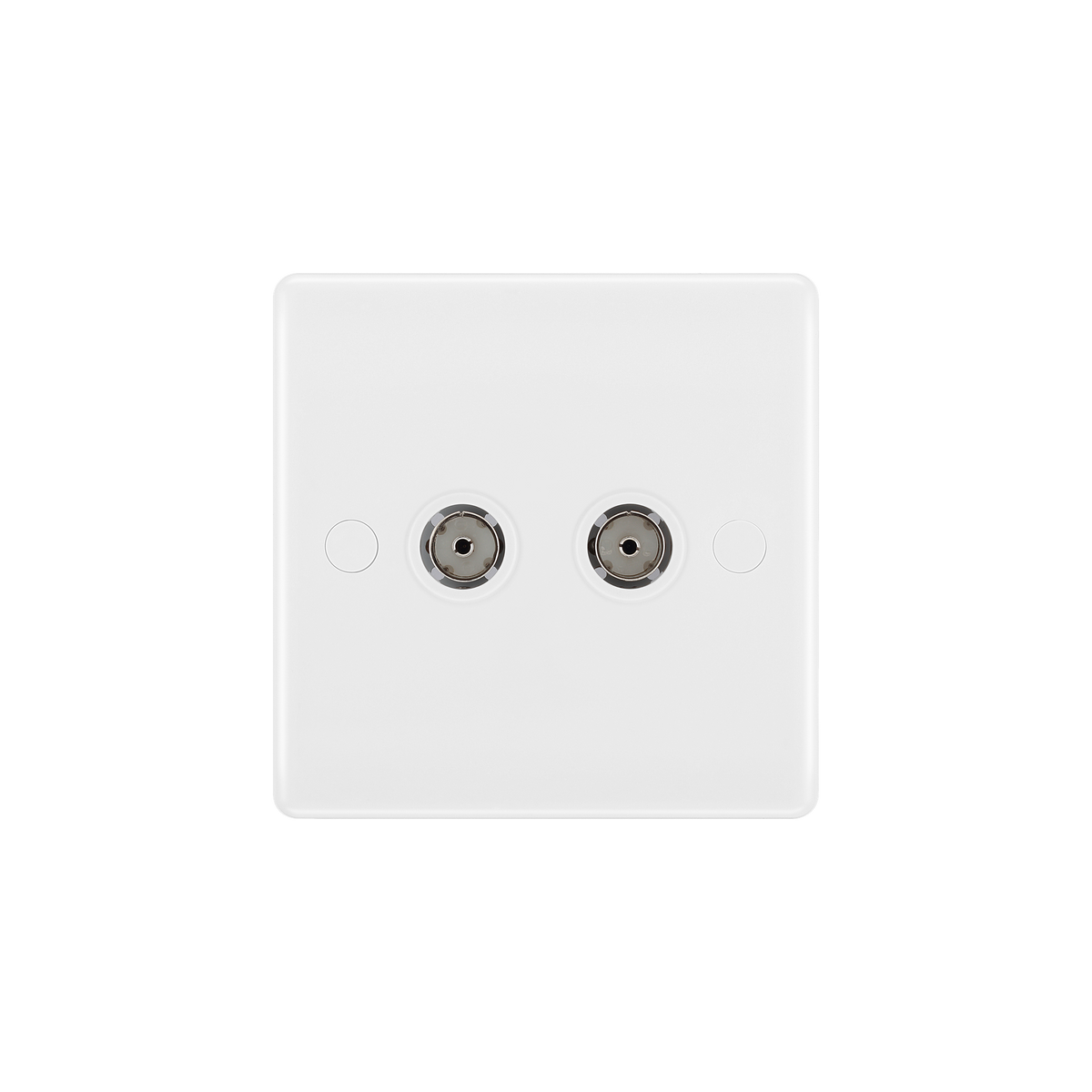 Double Co-Ax Aerial Socket for TV or FM – Rounded Edge White – BG 861-01 front view