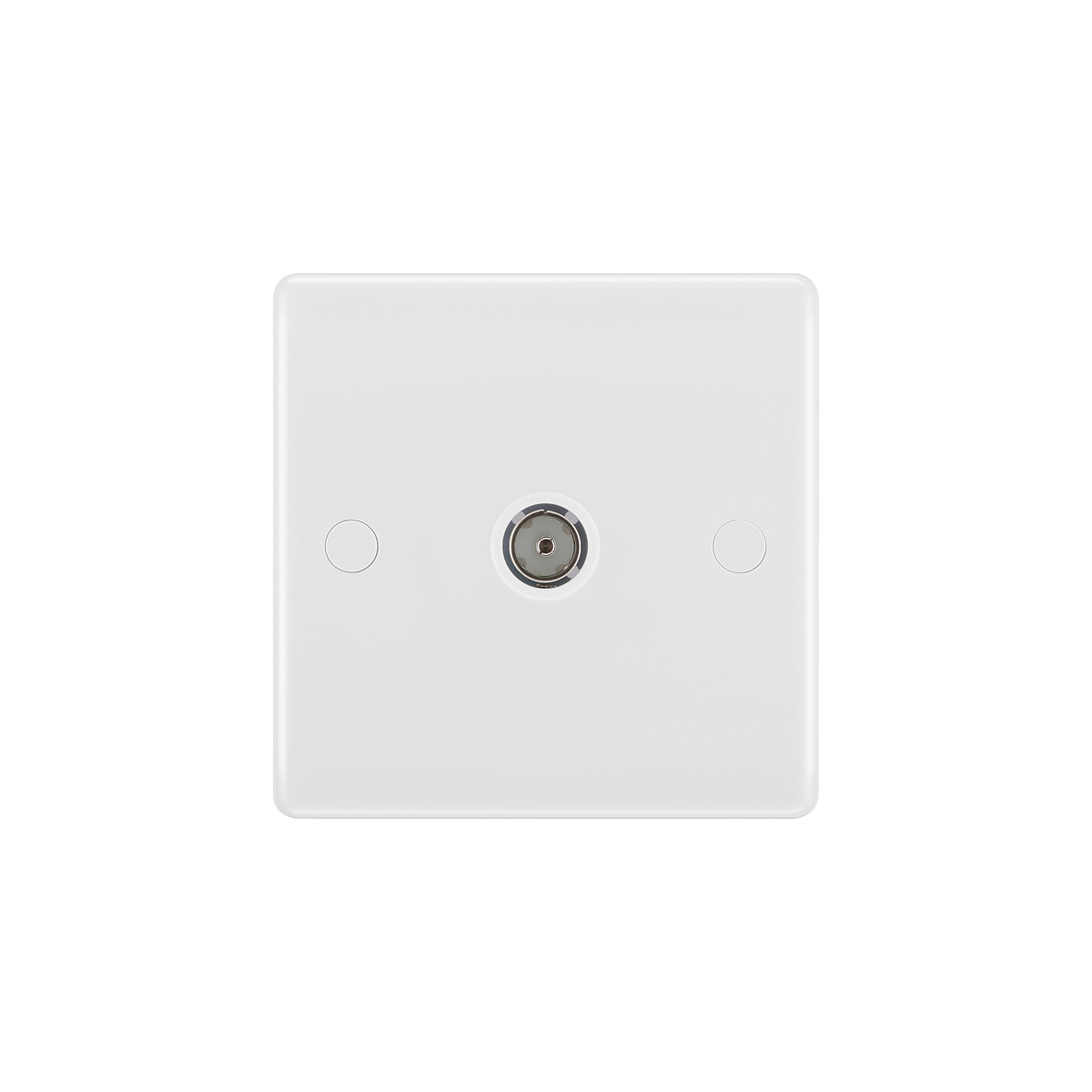 Single Isolated Co-Ax Aerial Socket for TV or FM – Rounded Edge White – BG 862-01 front view