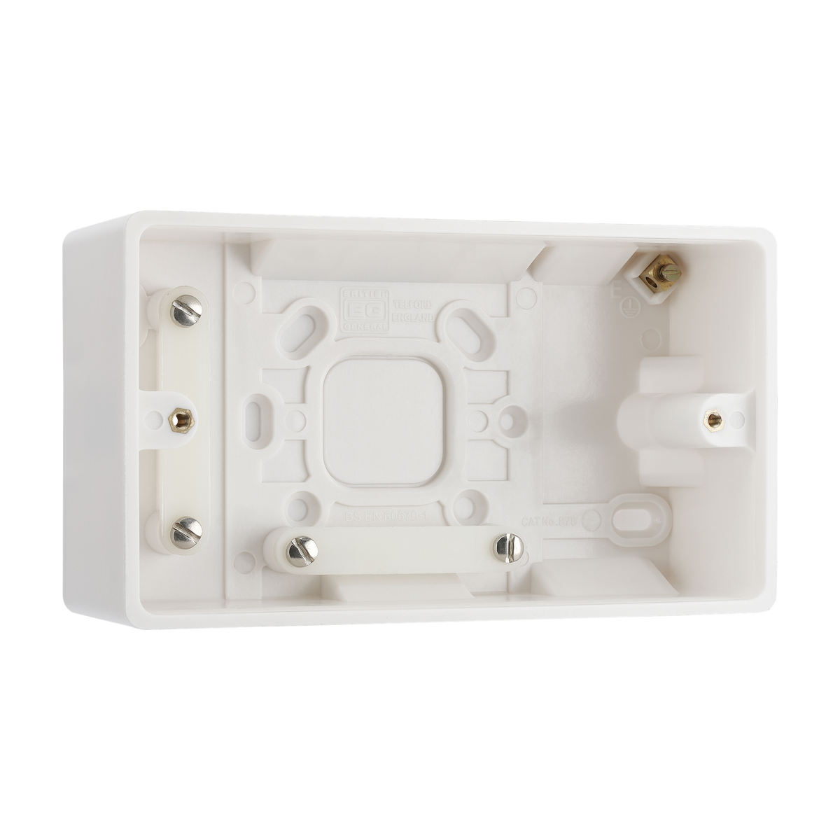 Double Surface Box 50mm – Rounded Edge White – BG 878-01 angled view