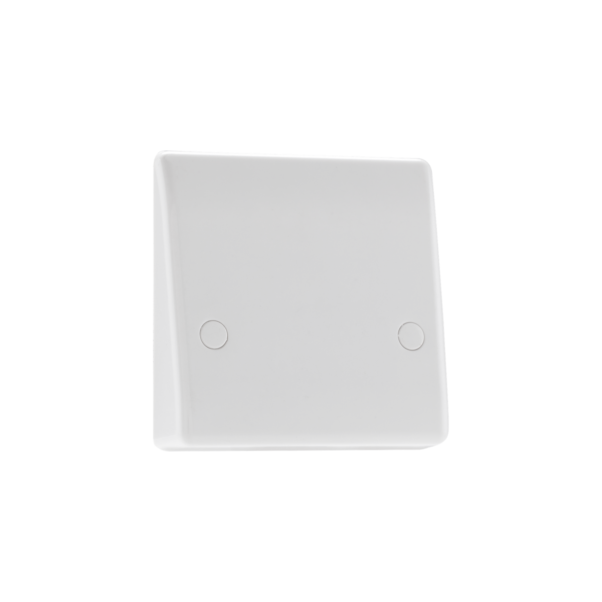 45A Cooker Flex Outlet Plate Bottom Entry – Rounded Edge White – BG 879-01 angled view