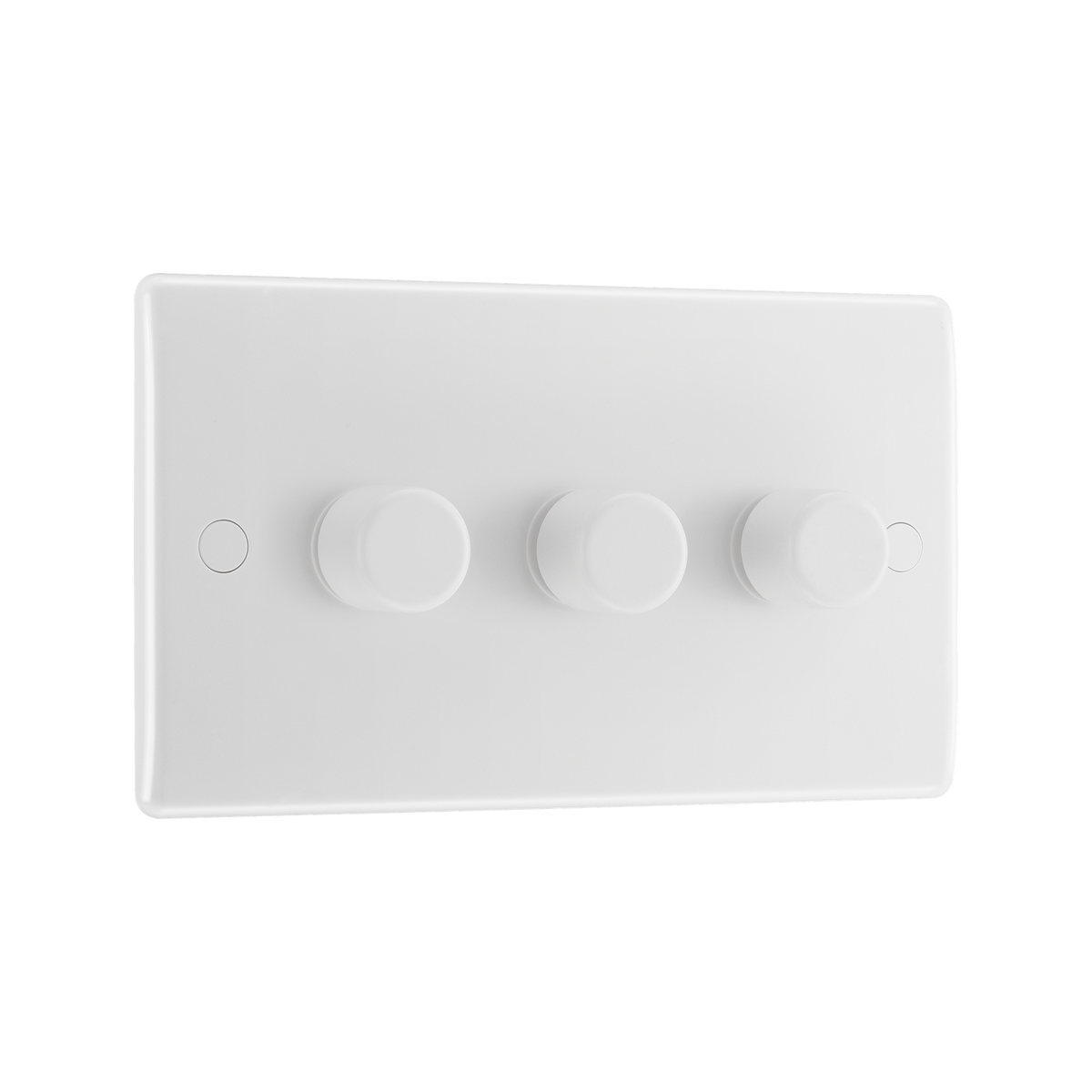 Triple Dimmer Switch 2 Way, Trailing Edge 200W – Rounded Edge White – BG 883-01 angled view