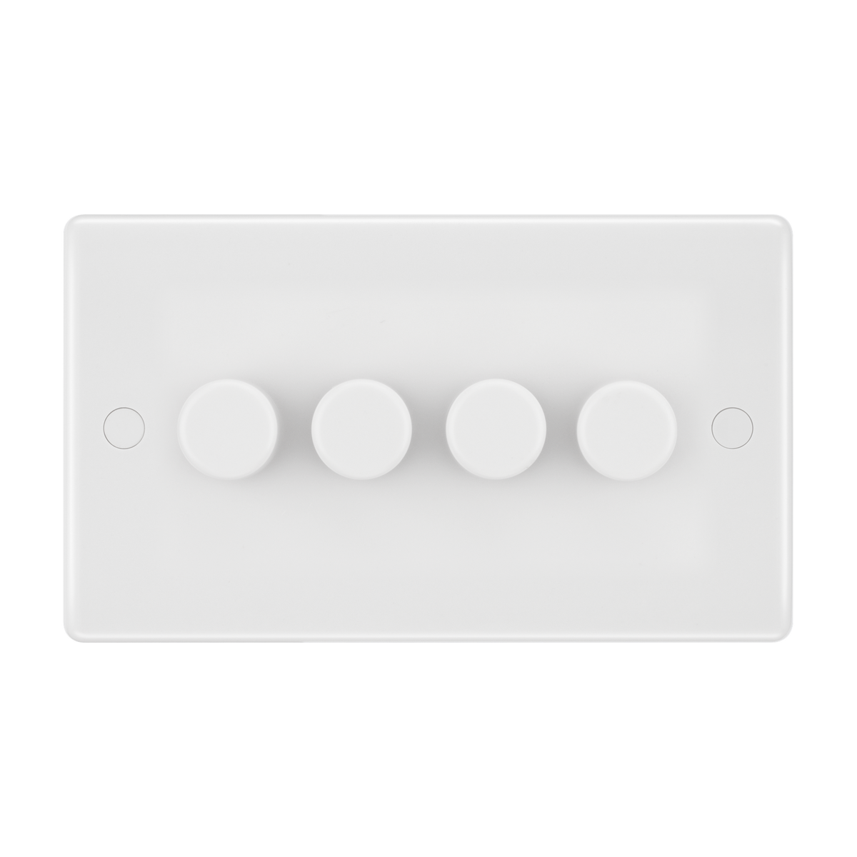 Quadruple Dimmer Switch 2 Way, Trailing Edge 200W – Rounded Edge White – BG 884-01 front view