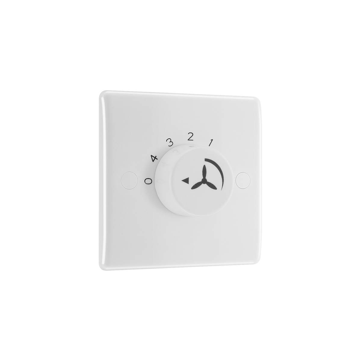 Rotary Fan Controller Switch 1 Way – Rounded Edge White – BG 887-01 angled view