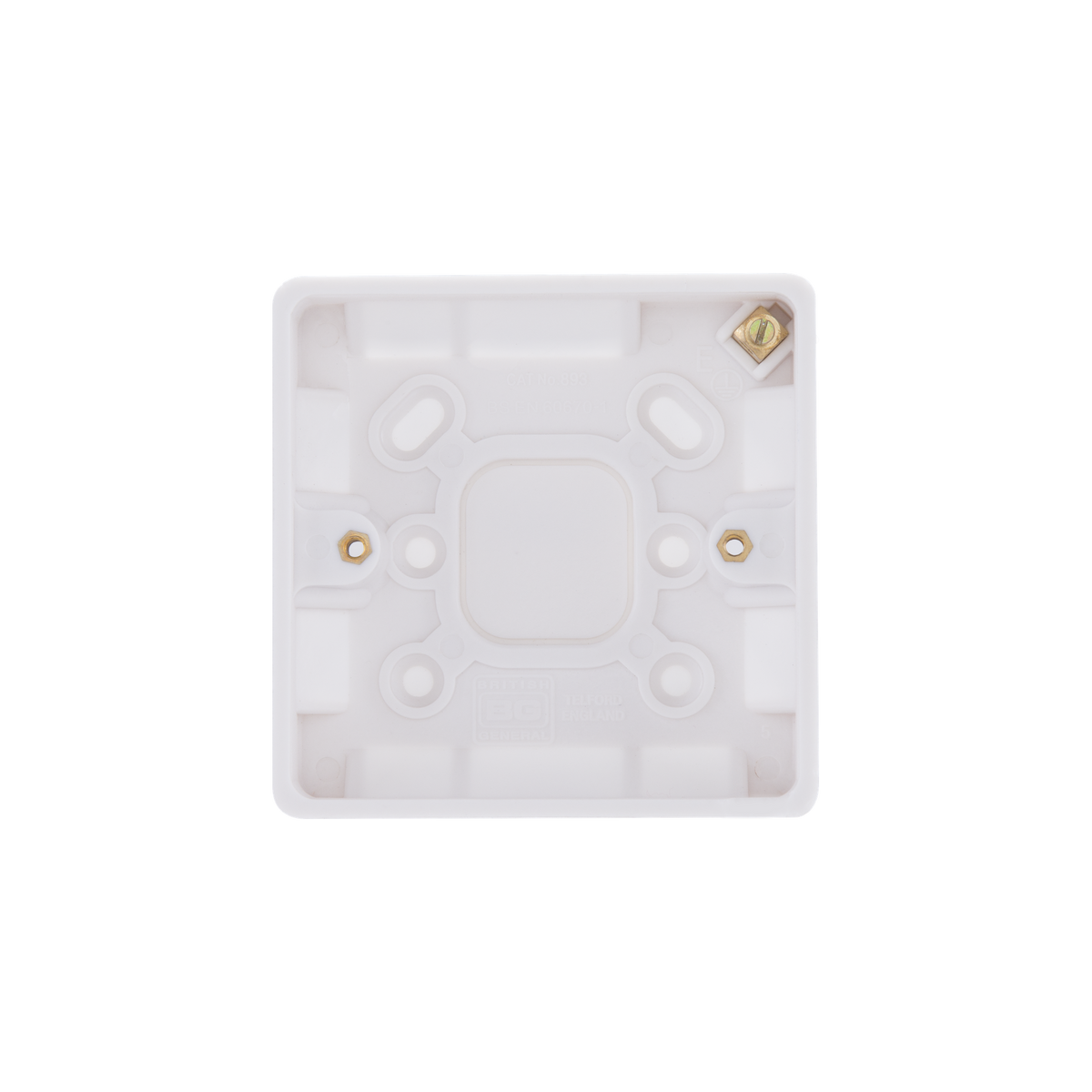 Single Surface Box with Earth 19mm – Rounded Edge White – BG 893-01 front view