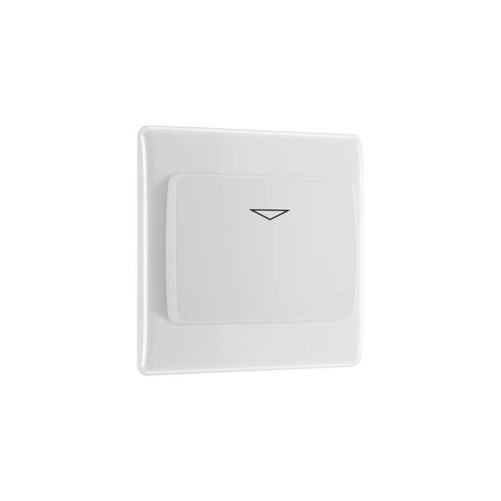 16A Key Card Switch – Rounded Edge White – BG 8KYCSW-01 angled view