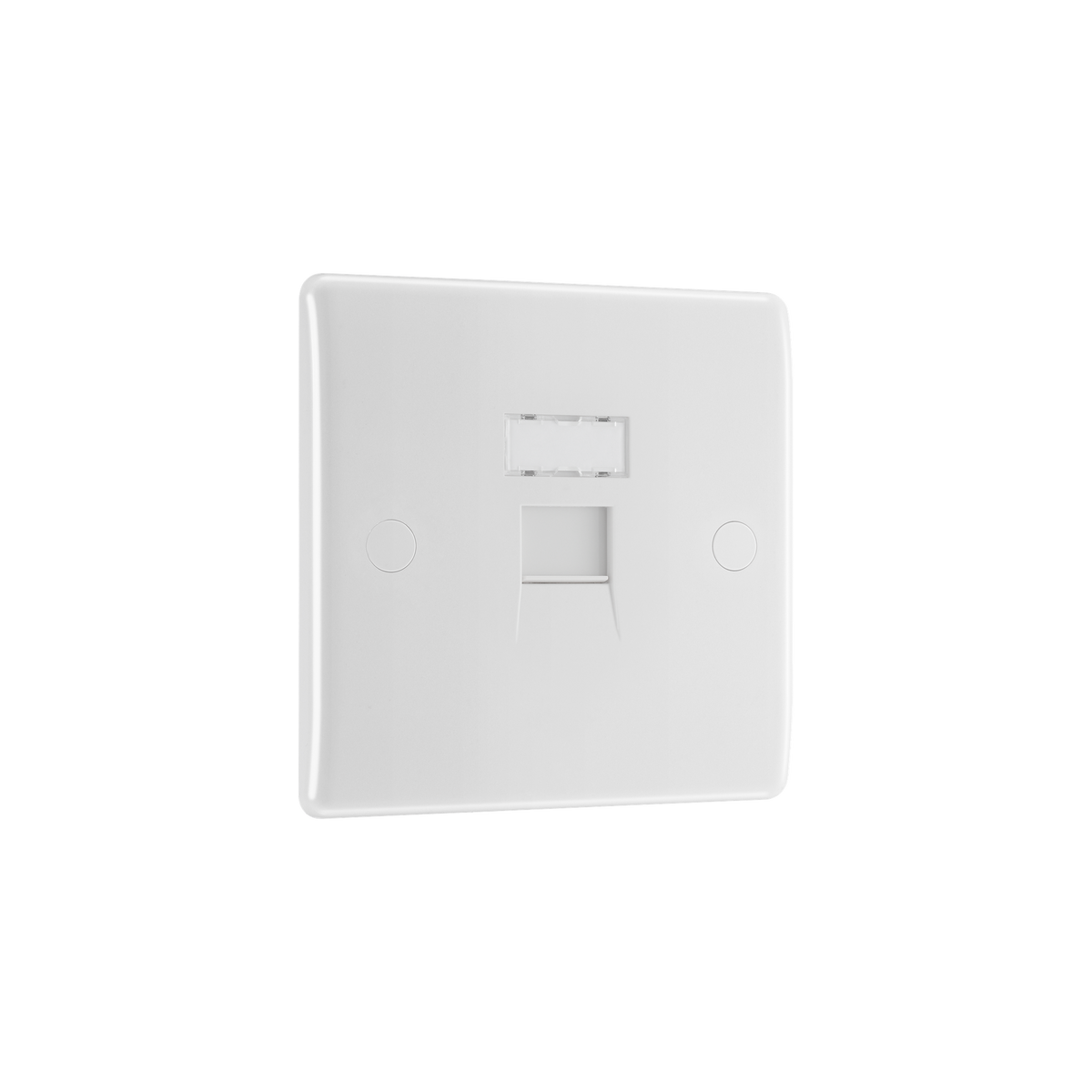 Single RJ45 Data Socket – Rounded Edge White – BG 8RJ45/1-01 angled view