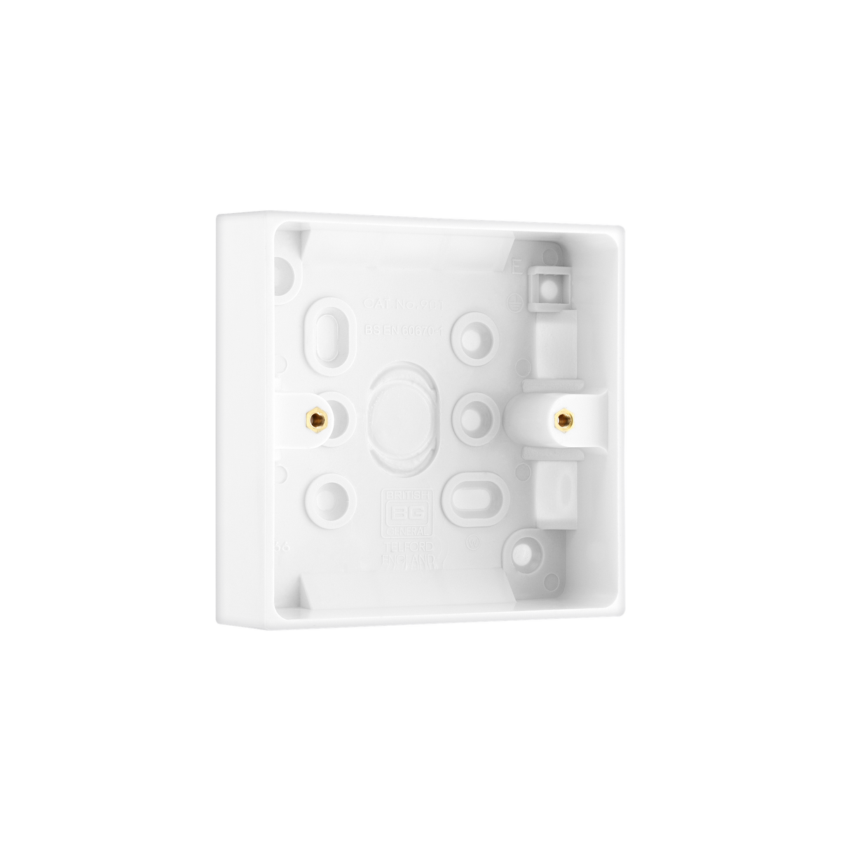 Single Surface Box 32mm – Square Edge White – BG 901-01 angled view