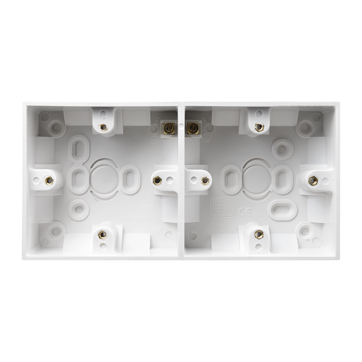 Dual Surface Box 37mm – Square Edge White – BG 909-01 front view