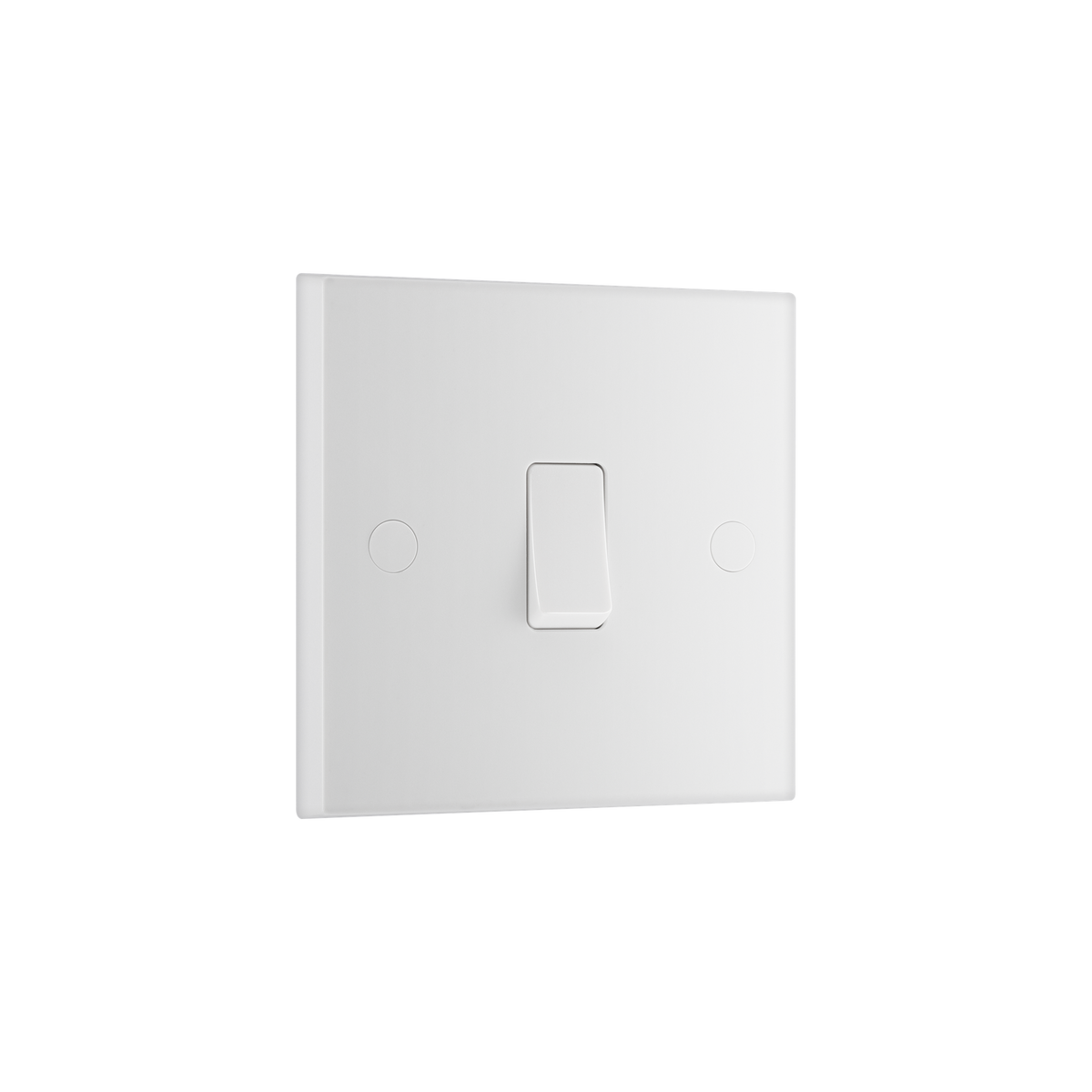 Intermediate Light Switch 1 Gang – Square Edge White – BG 913-02 angled view
