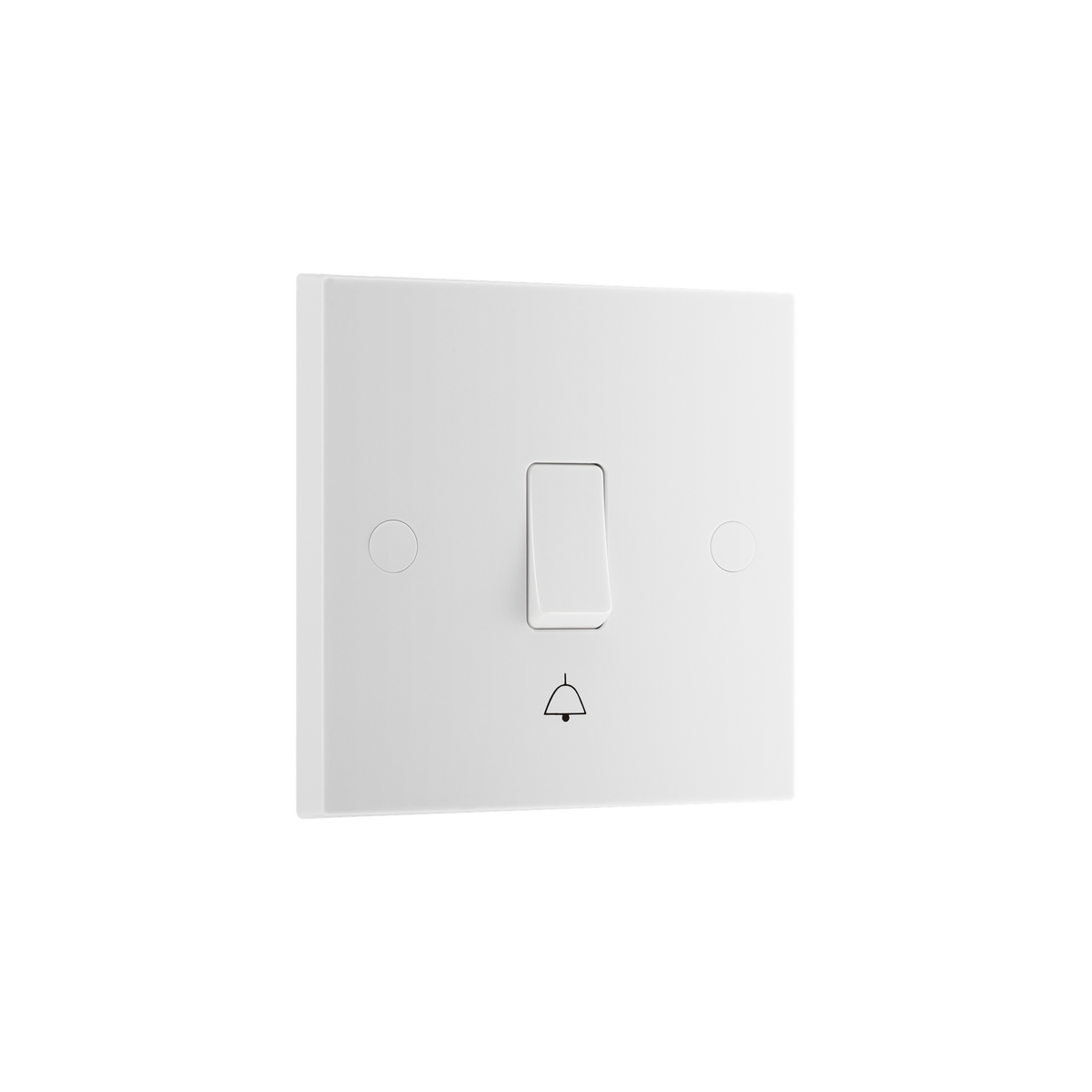 Bell Push Switch 1 Gang – Square Edge White – BG 914-02 angled view