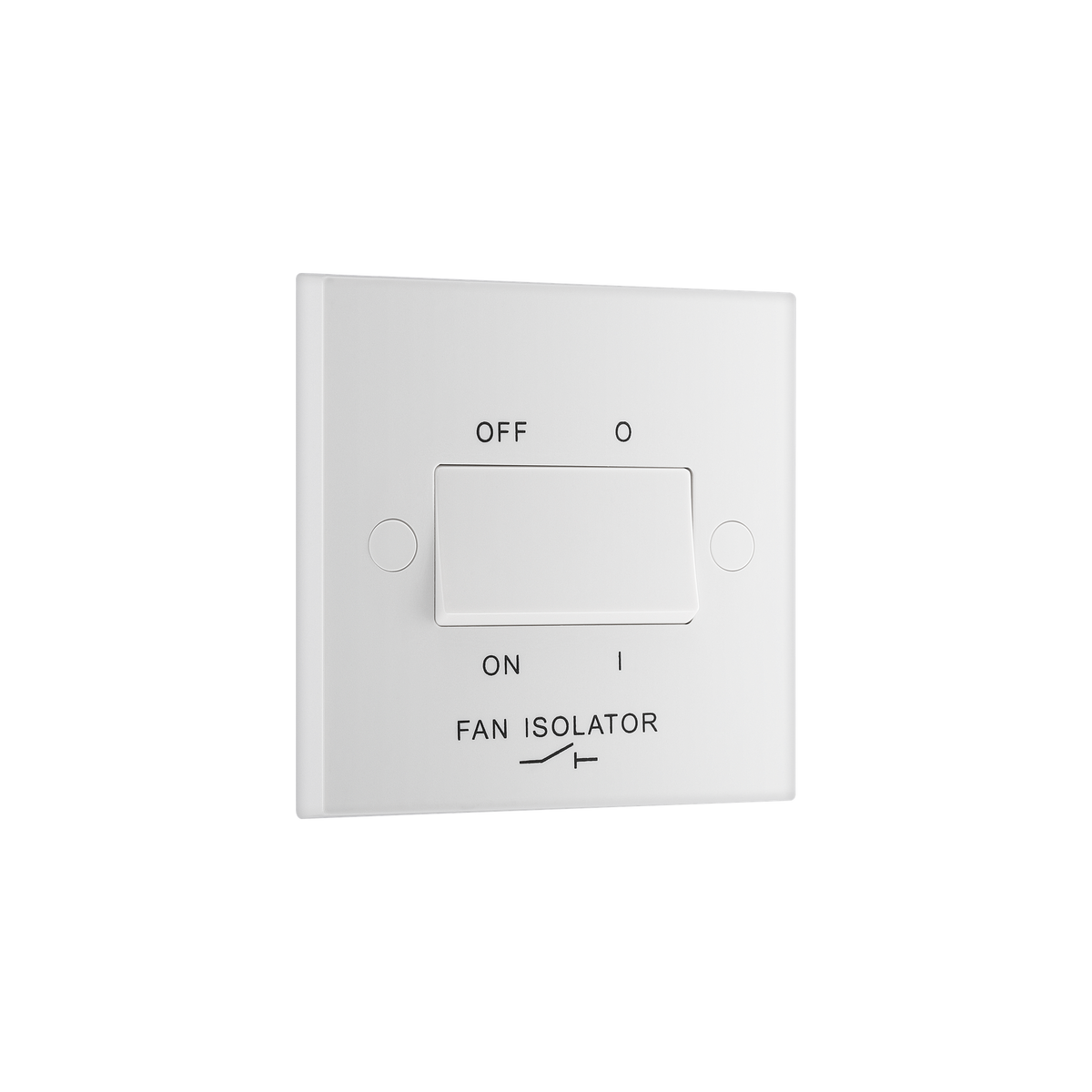 10A Triple Pole Fan Isolator Switch – Square Edge White – BG 915-0J angled view