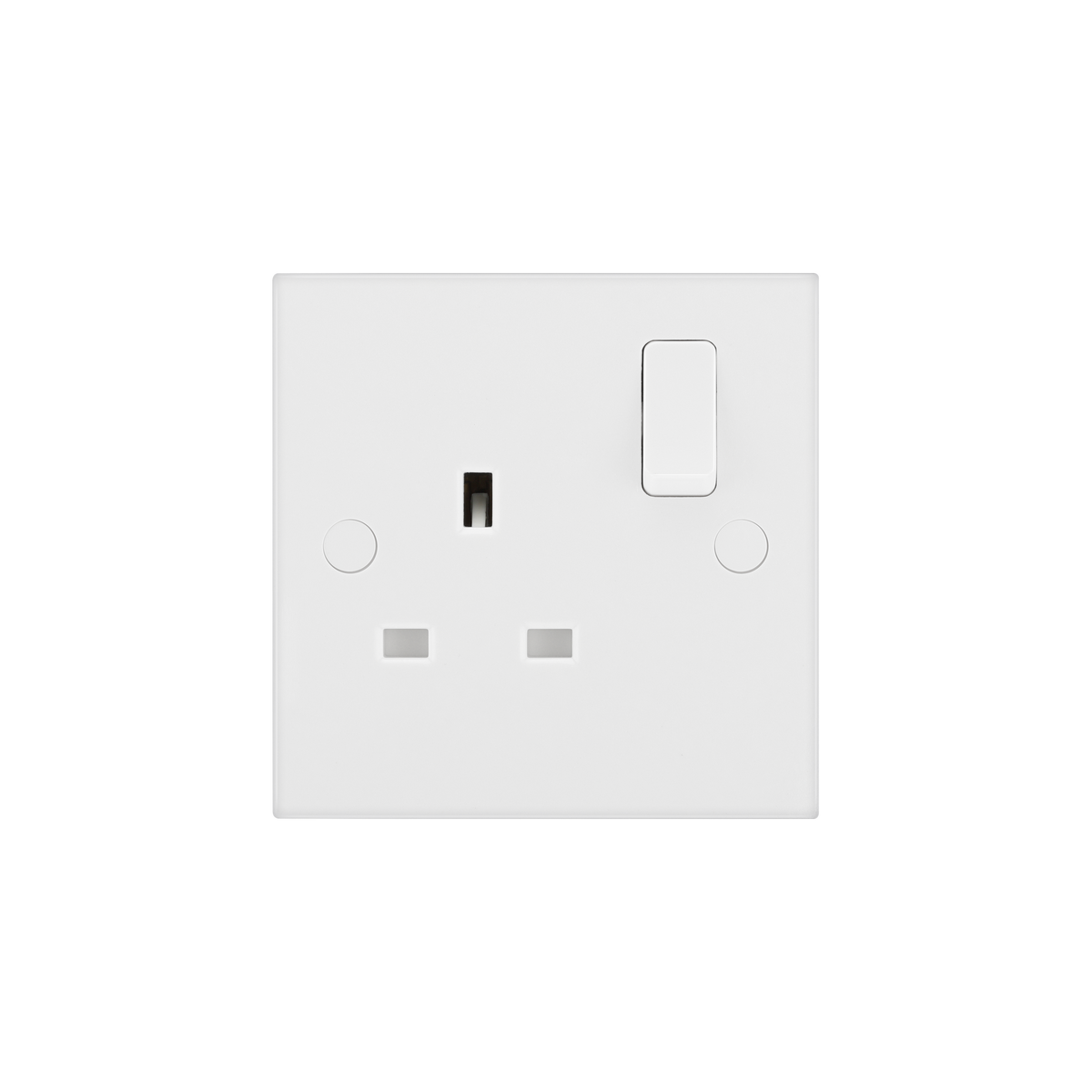 Single Switched Socket 13A – Square Edge White – BG 921-0J front view