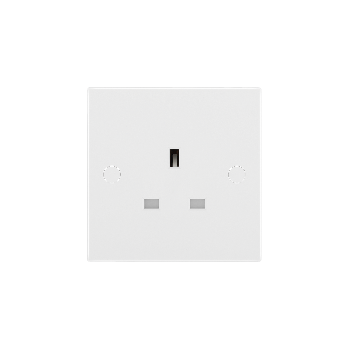 Single Unswitched Socket 13A – Square Edge White – BG 923-0J front view