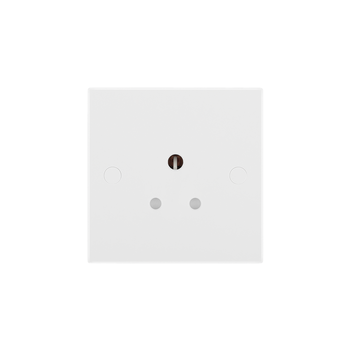 5A Single Round Pin Unswitched Socket – Square Edge White – BG 929-0J front view